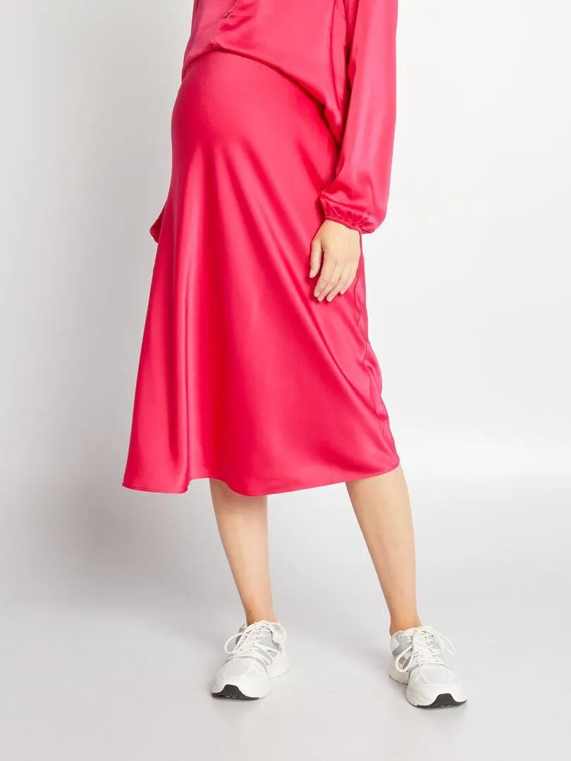 Falda premamá larga y satinada - ROSA