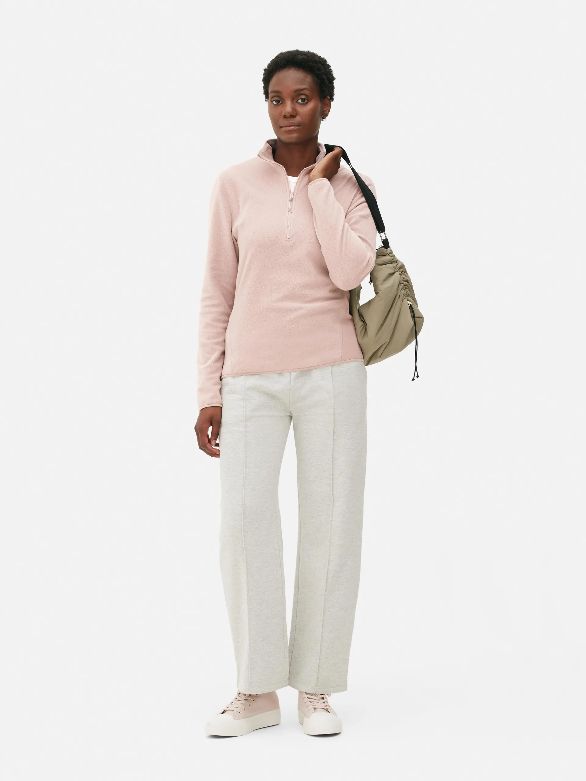 Maglione in pile con mezza zip