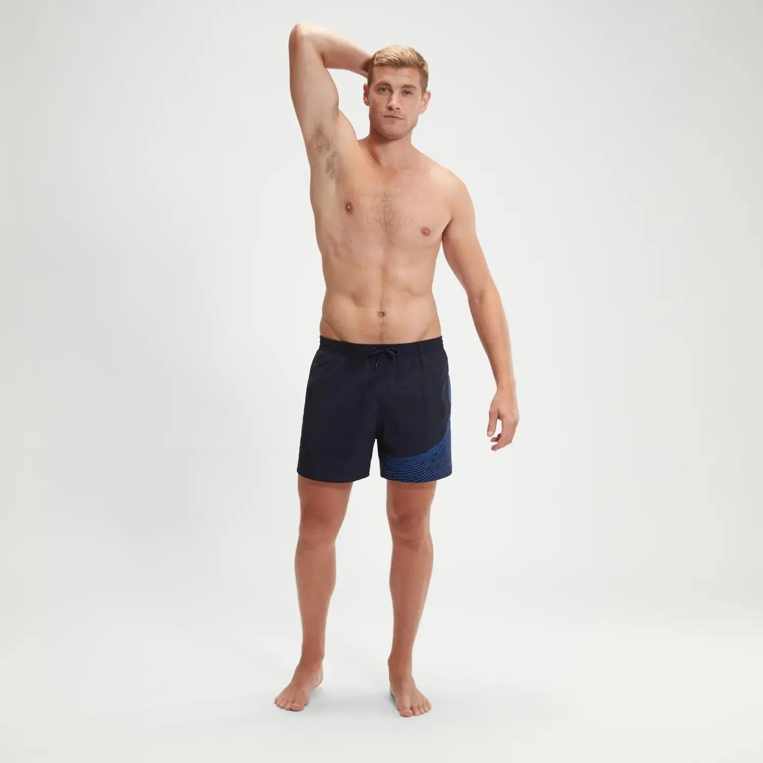 Bañador corto HyperBoom de 40 cm con logotipo para hombre, azul marino/azul