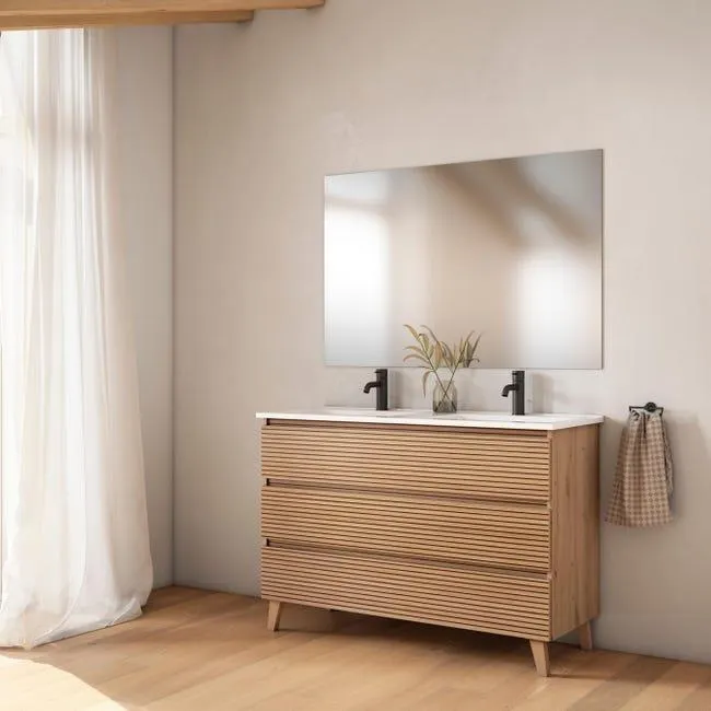 Mueble de baño con lavabo y espejo Aruba roble mate 120x45,5 cm