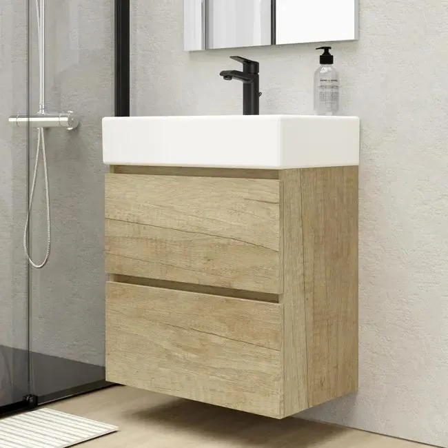 Mueble de baño con lavabo Espacio L olmo mate 60x35 cm