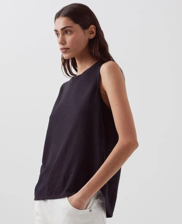 MARCELLE - Camiseta de lino sin mangas black beauty