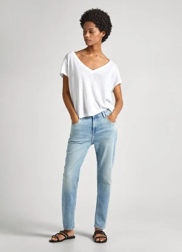 JEANS FIT TAPER Y TIRO ALTO - VIOLET