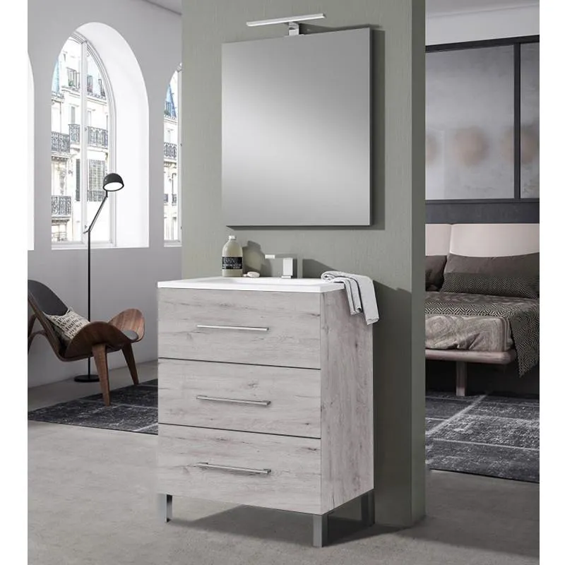 CONJUNTO MUEBLE BAÑO COUNTRY ROBLE MOZART 80cm