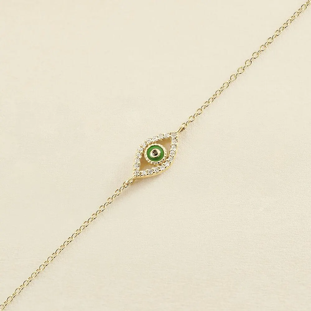 Pulsera de cadena LUCKY EYE - Verde / Dorado