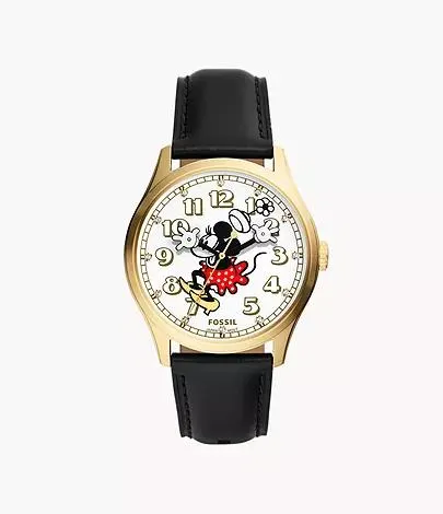 Reloj de Disney Fossil en edición especial de piel negra con tres agujas