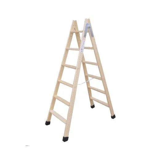 Escalera industrial de tijera tacos antideslizantes doble 9 peldaños 2,25mt madera escaleras climent d9t