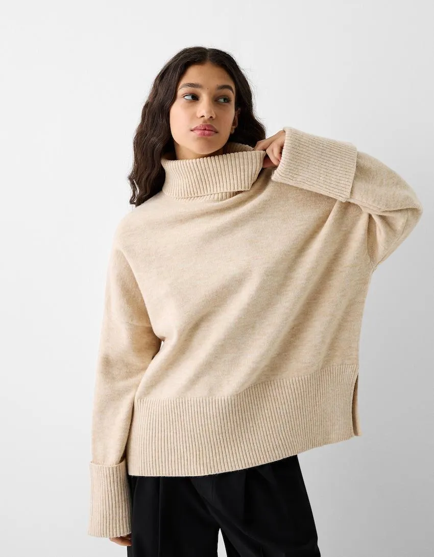 Raised neck jumper