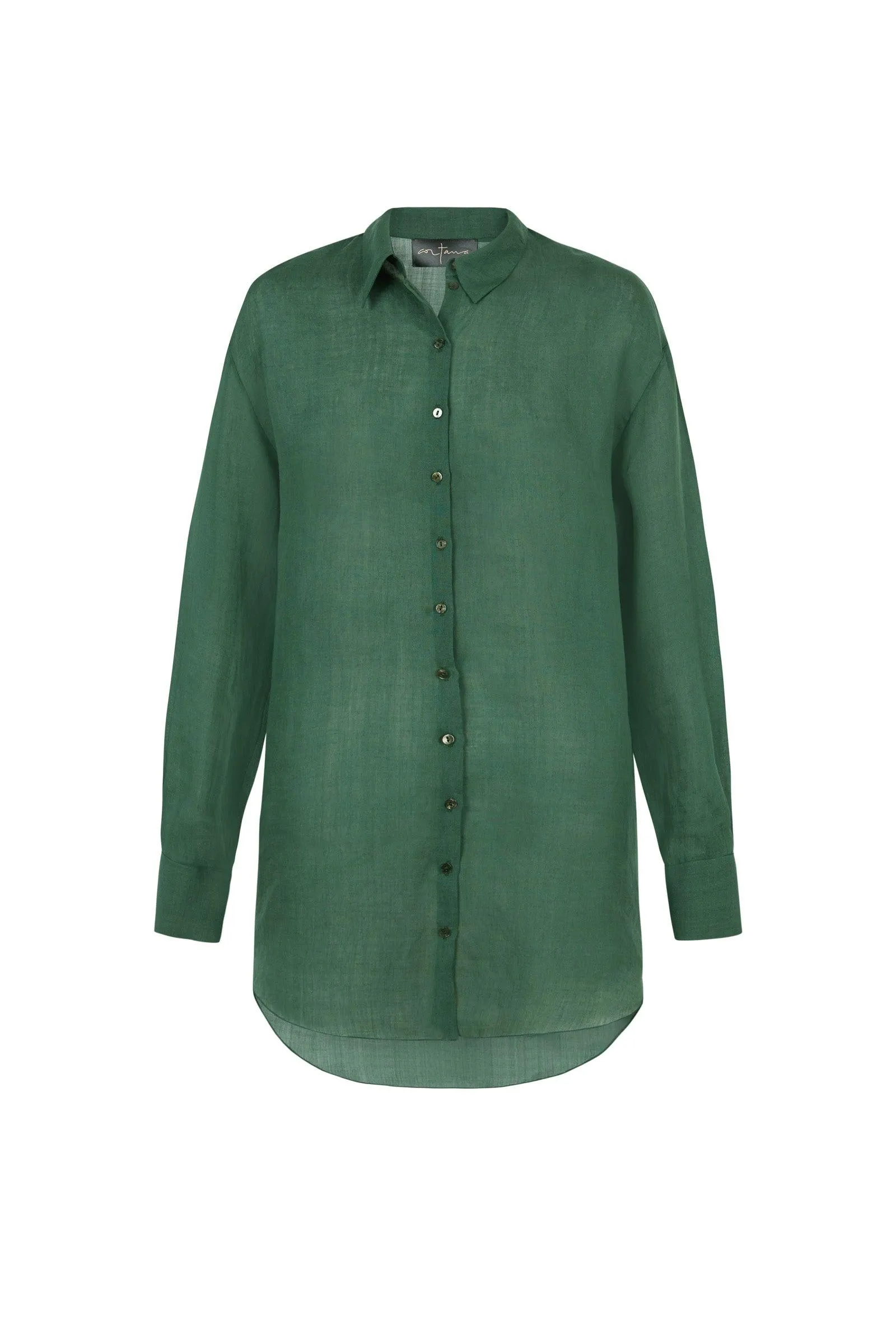 Matz, camisa en ramio verde esmeralda