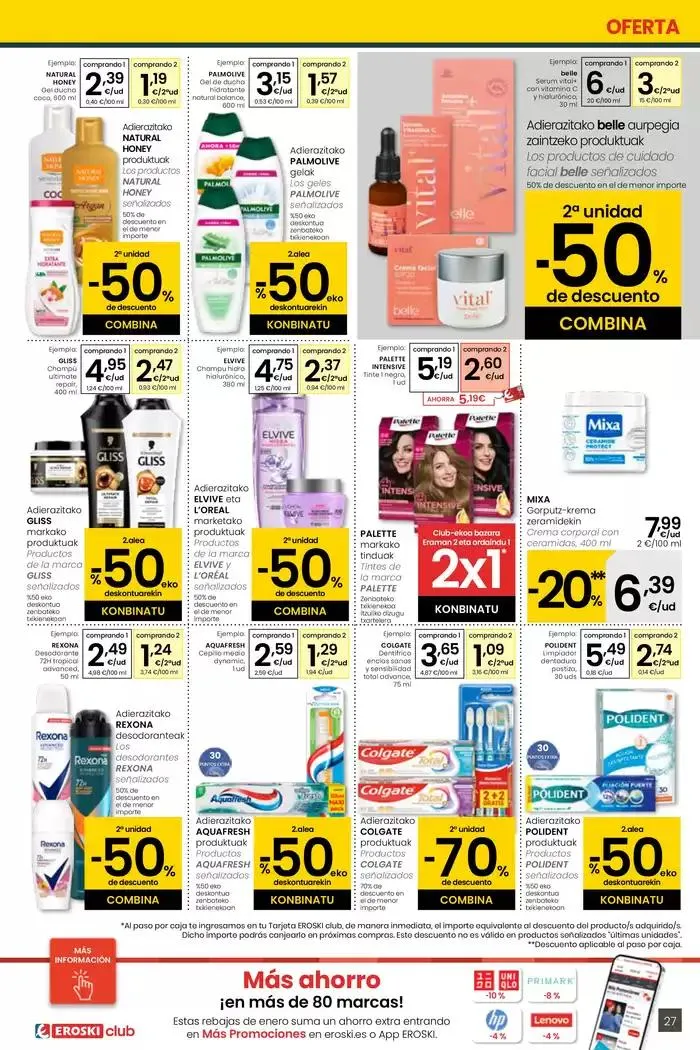 Catálogo de 2000 produktu baino gehiago, BETI PREZIO ONEAN EROSKI CENTER 16 de enero al 28 de enero 2025 - Página 27