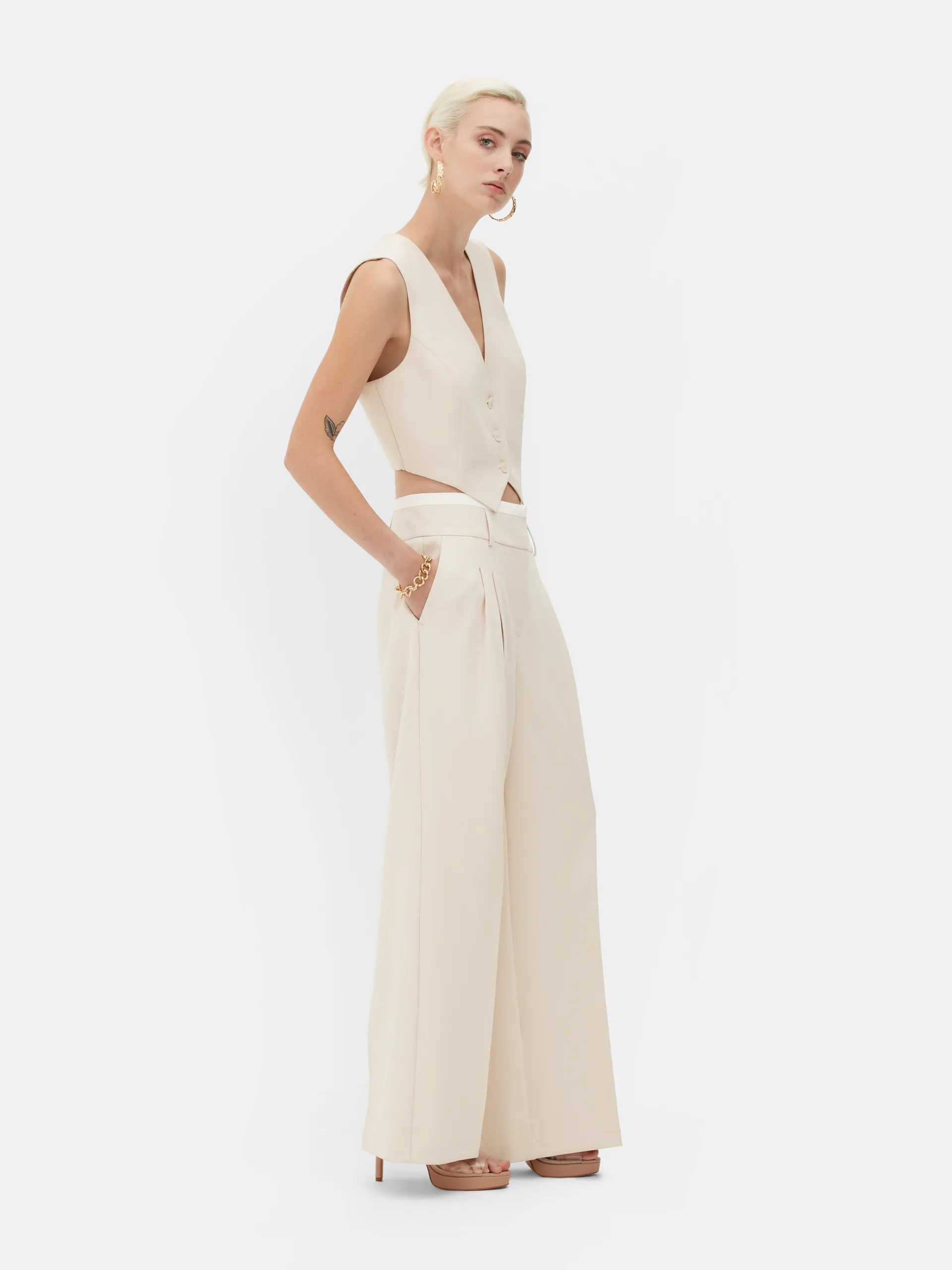 „Rita Ora“ Dad-Hose mit kontrastierendem Bund