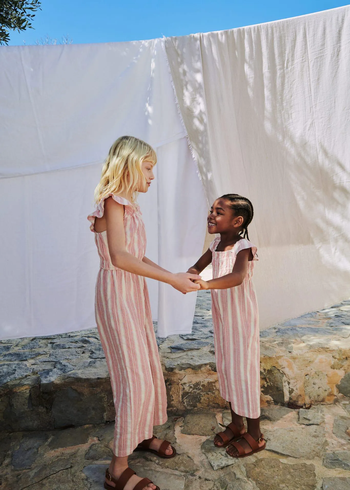 Çizgili pamuklu tulum