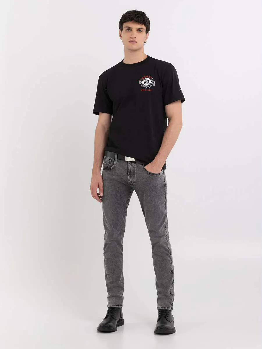 Camiseta de punto con estampado motero