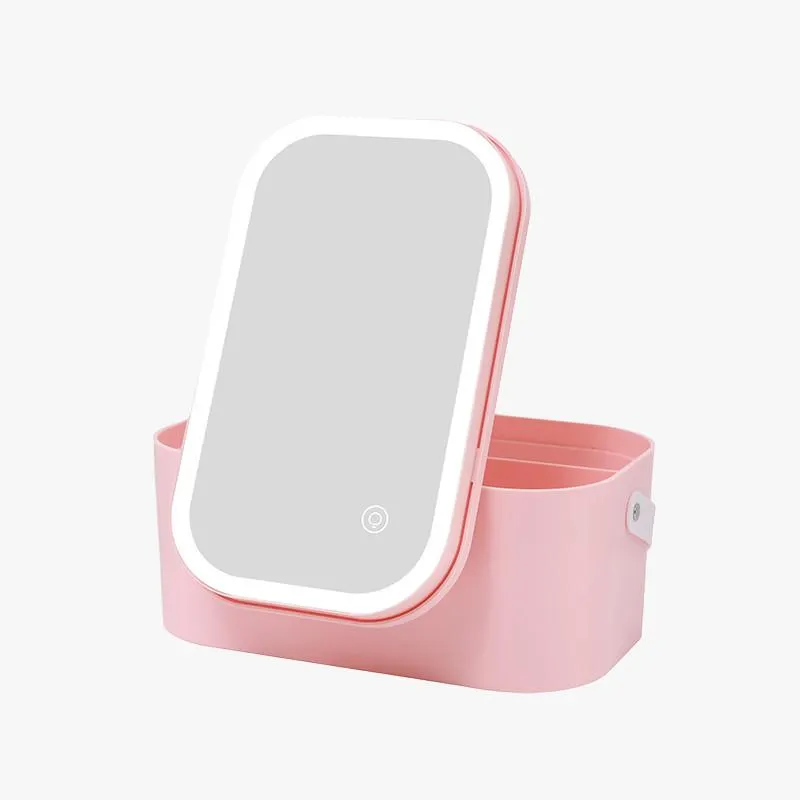 KRHÜNER ORGANIZADOR DE MAQUILLAJE CON ESPEJO ROSA