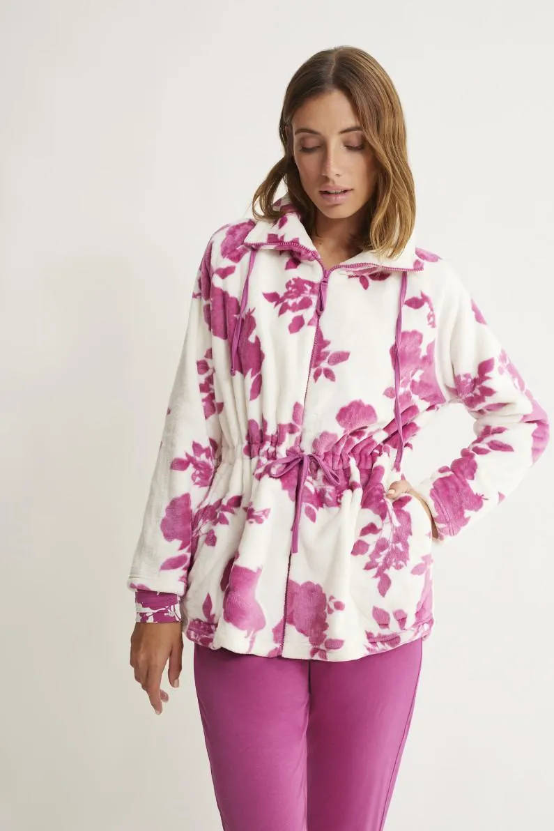 PIJAMA 3 PIEZAS PANTALÓN LARGO PUÑO Y CAMISETA MANGA LARGA MODAL/ ALGODÓN CON BATA TEJIDO SEDALINA CON CREMALLERA