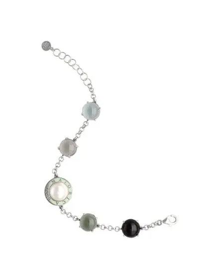 Pulsera de plata Algaida geométrica con cristales de Murano negro