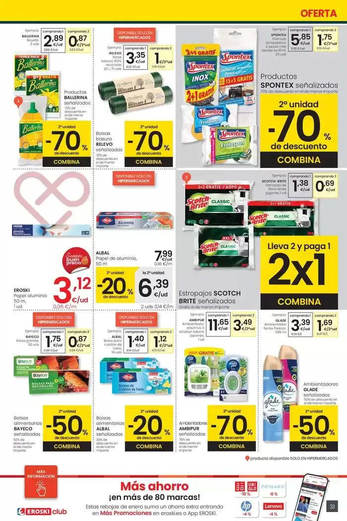 Catálogo de Más de 2000 productos, SIEMPRE A BUEN PRECIO HIPERMERCADOS EROSKI 4 de enero al 14 de enero 2025 - Página 31