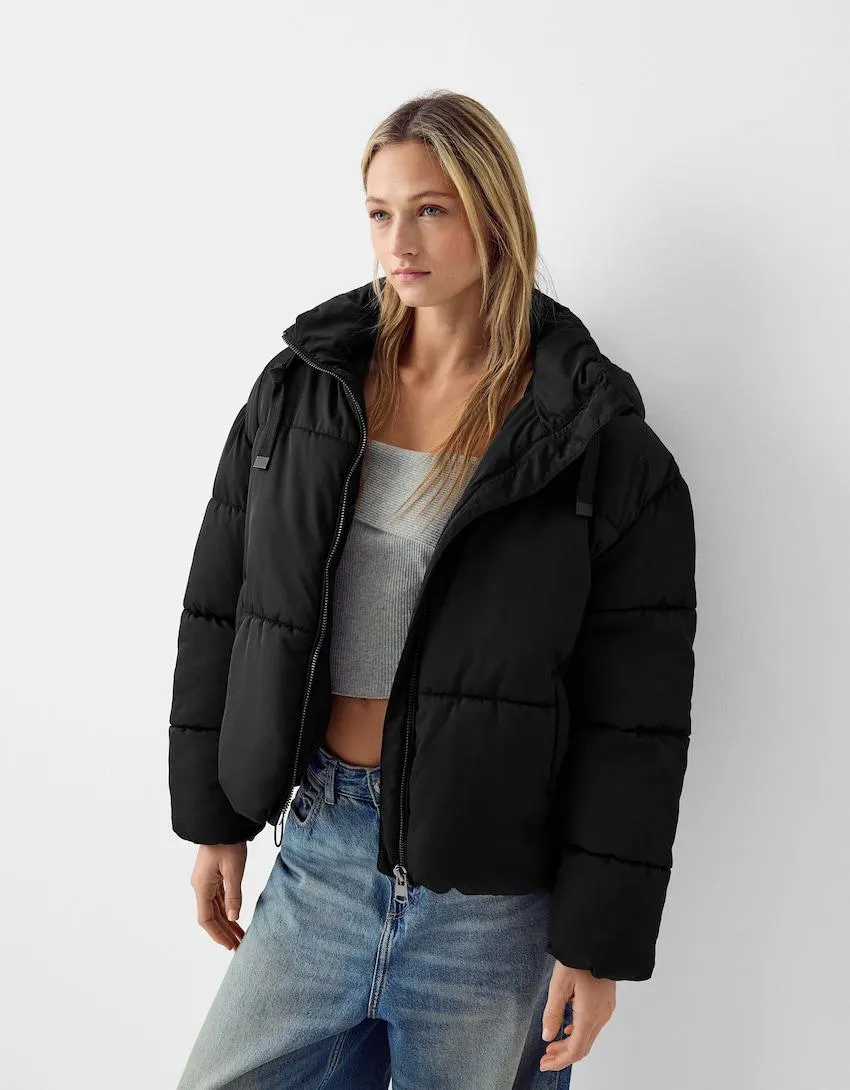 Oversize hooded puffer jacket