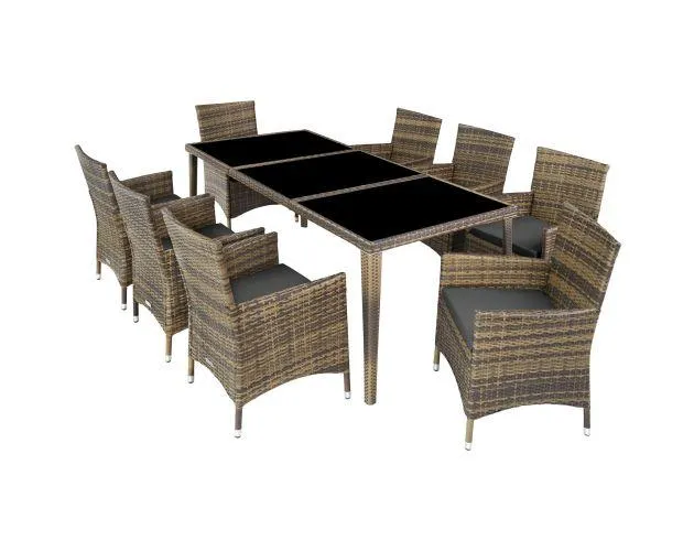 Conjunto de ratán y aluminio menorca, marrón