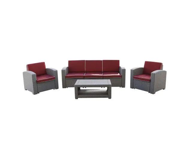 Conjunto de jardín chillvert treviso resina 1 sofá+ 2 sillones + 1 mesa gri
