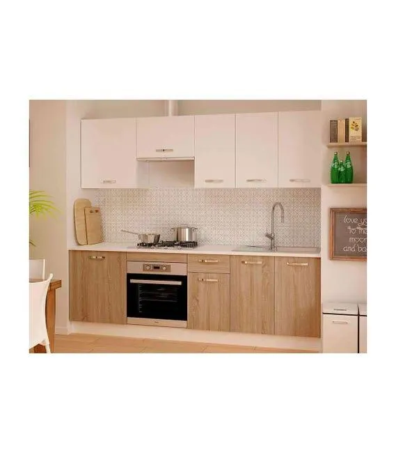 Cocina completa con encimera y con zocalo 240 cm(ancho) color roble-blanco KIT-KIT
