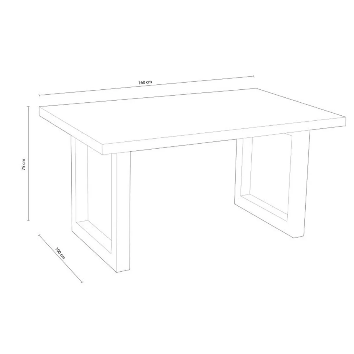 Mesa de comedor Loft fija 75x160x100 cm