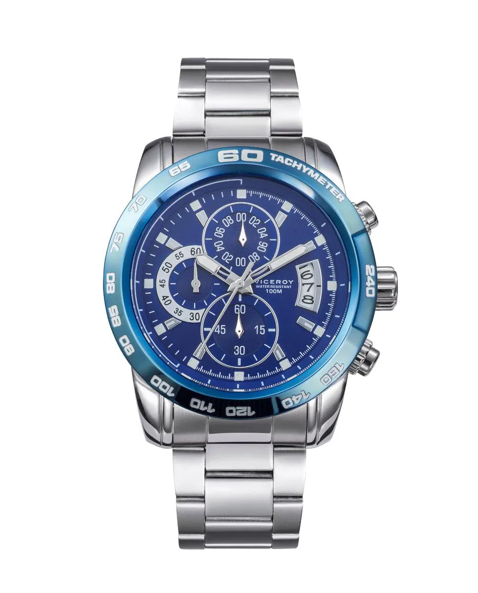 Reloj de hombre Heat de acero IP azul con cronógrafo