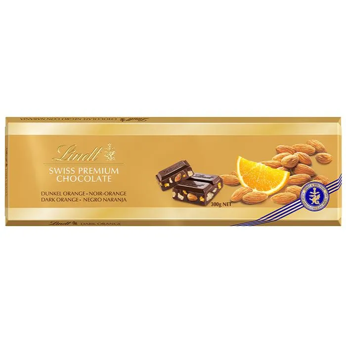 Tableta de Chocolate Gama Oro Negro Almendras y Naranja 300g - Lindt