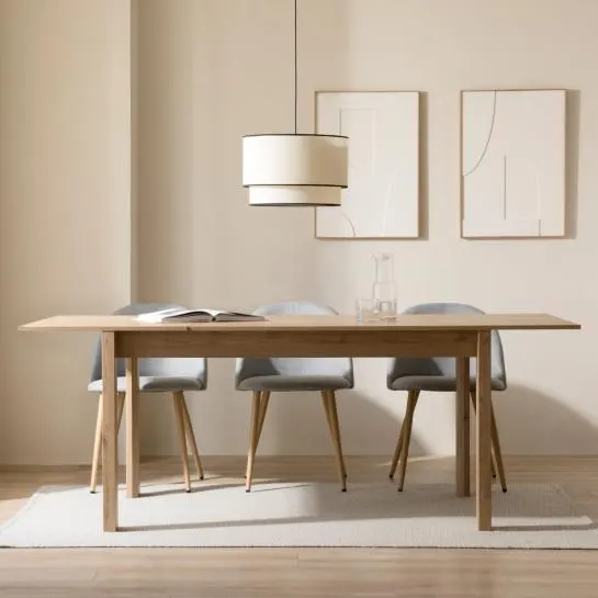 Mesa de comedor extensible rectangular natural 140