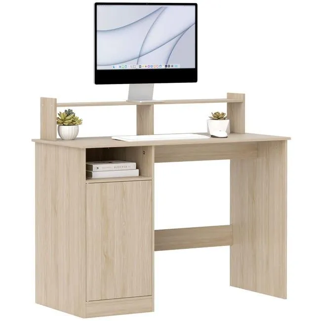 Escritorio con Estantería HOMCOM Melamina de Madera Madera Natural 108x50x94 cm