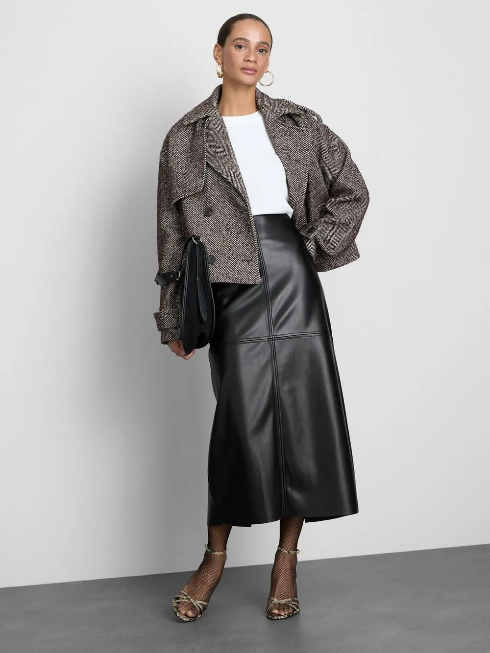 Falda de tubo midi de PU