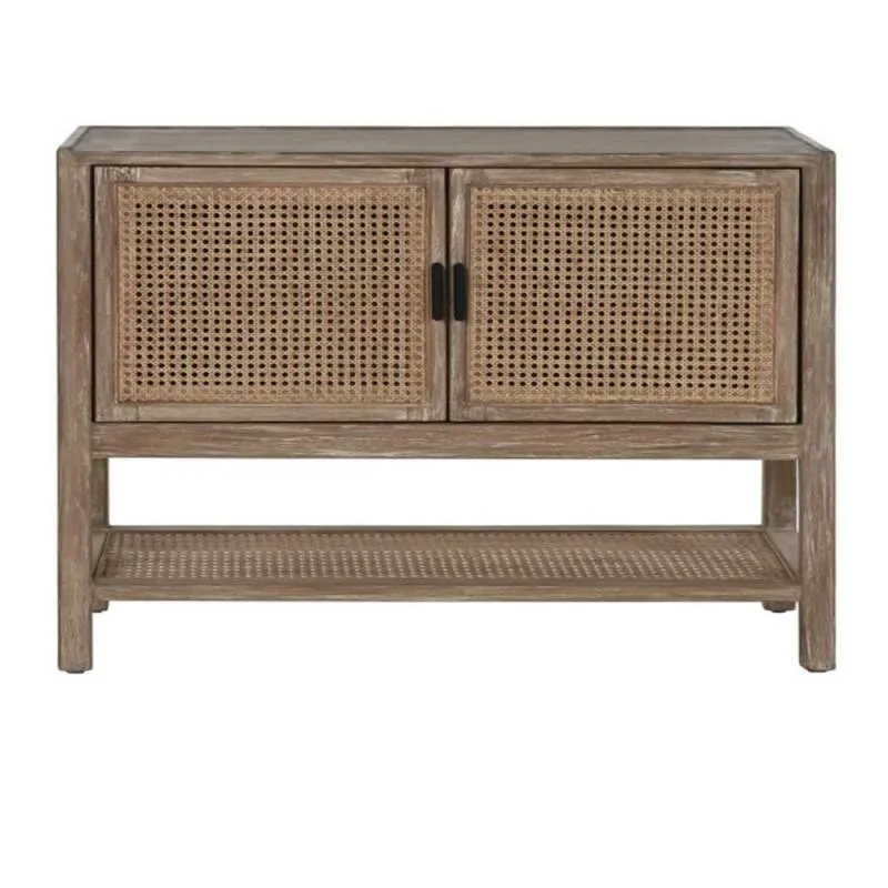 Bayur wood and rattan buffet, 90cm