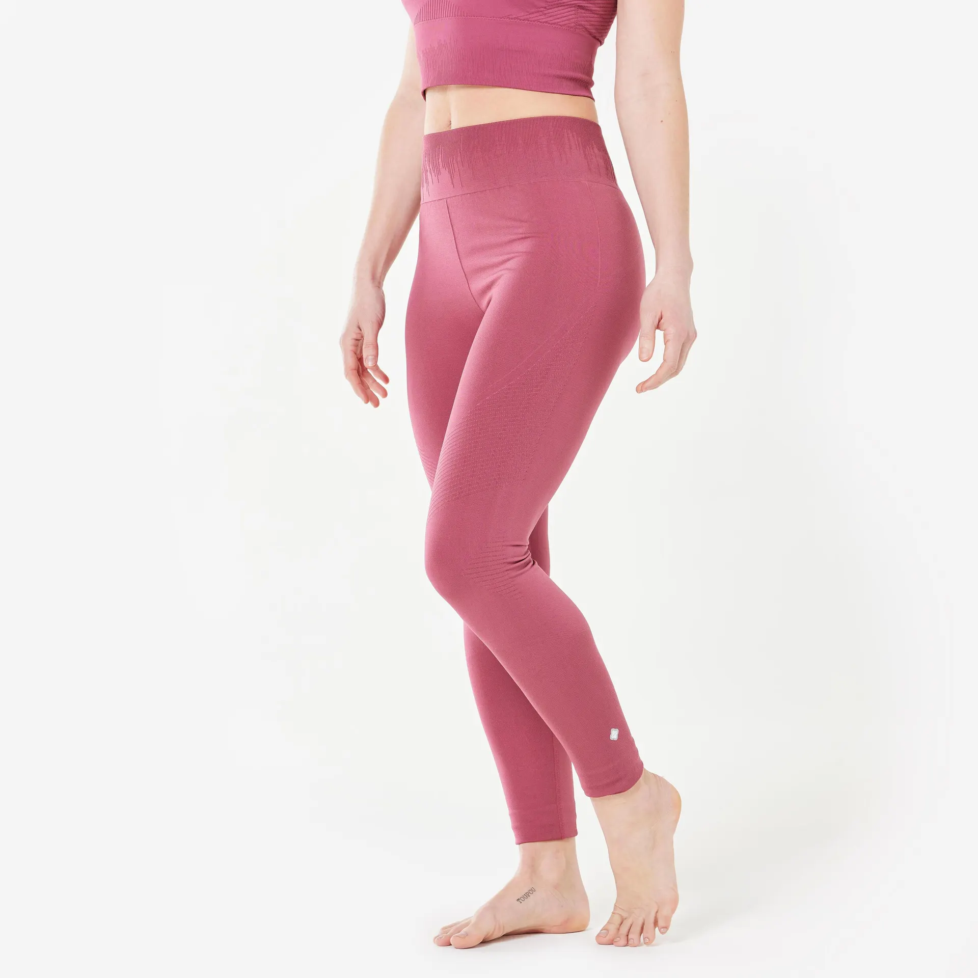 Leggings Yoga Rosa Ceniza Largos Efecto Segunda Piel