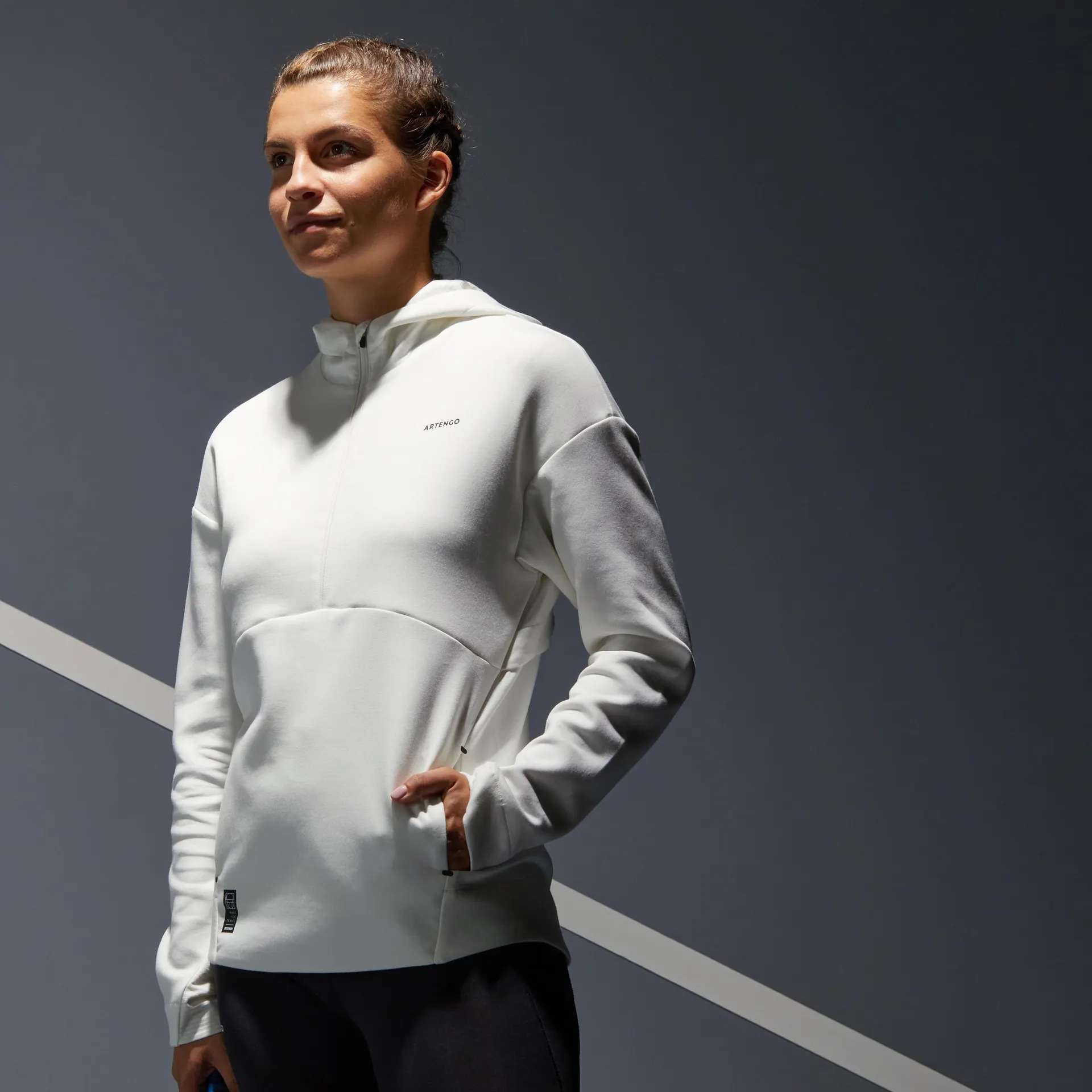 Sudadera de tenis mujer Artengo SW Dry 900 OFF blanco