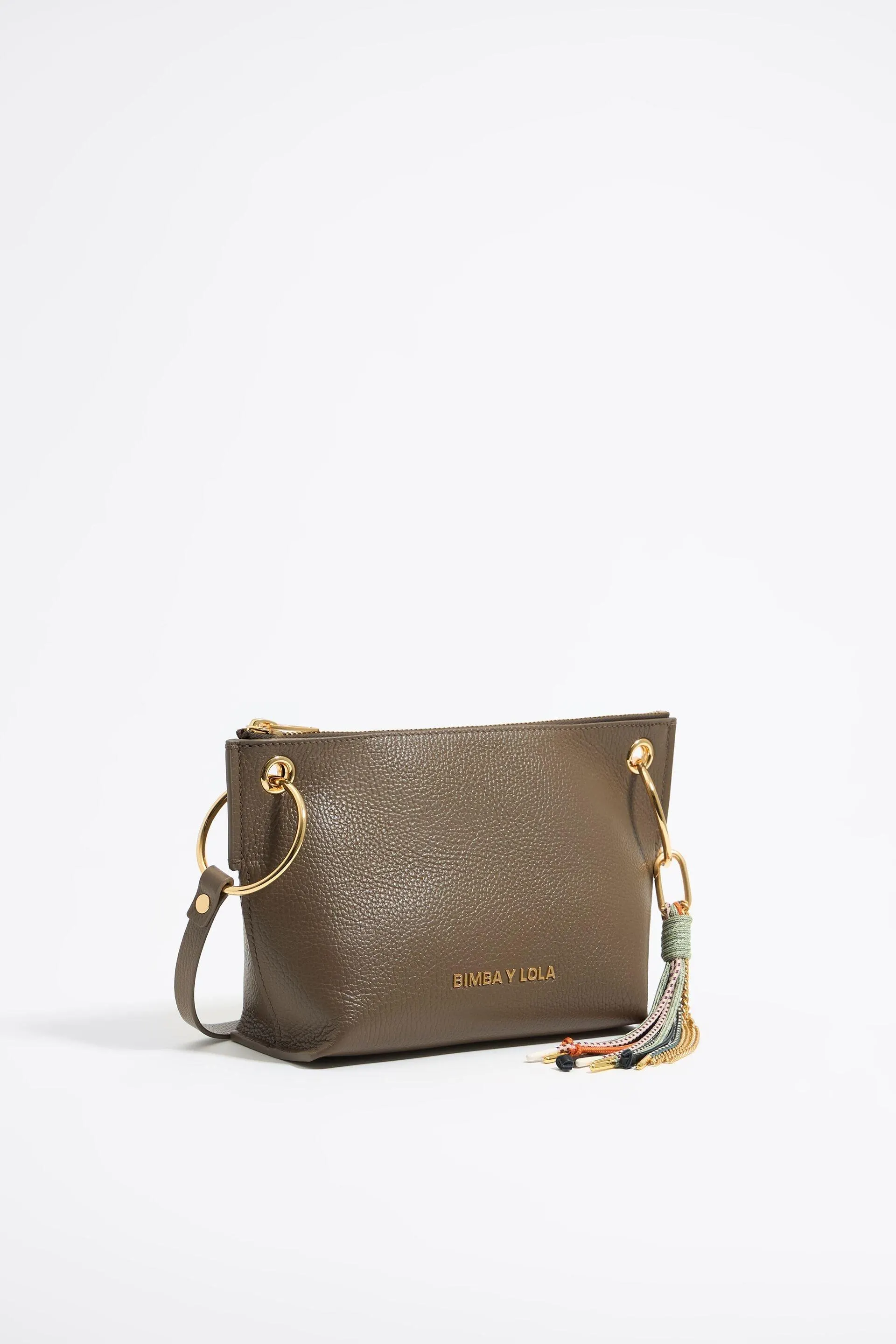 Bolso trapecio mediano piel topo oscuro