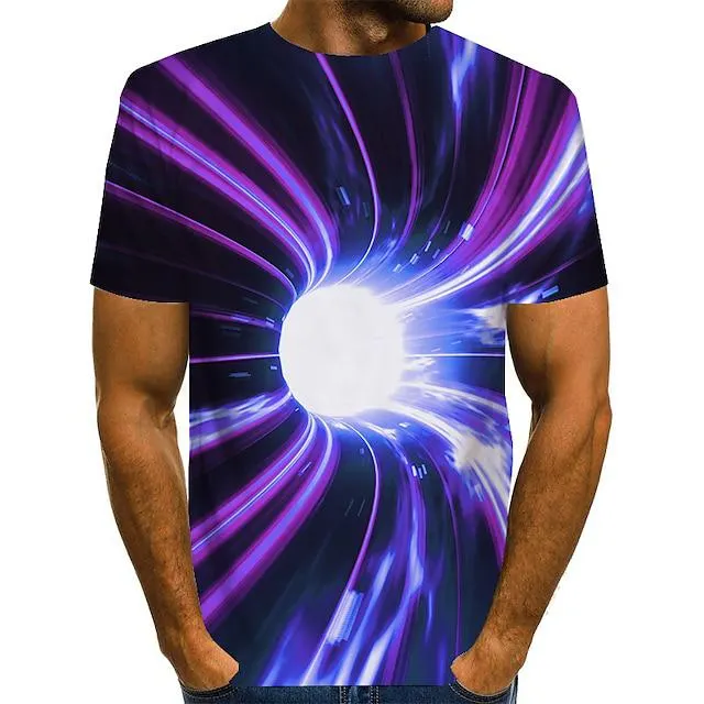 Hombre Camiseta Tee Graphic de impresión en 3D Escote Redondo Verde / Negro Verde Trébol Morado Rosa Verde Claro Impresión 3D Diario Manga Corta Estampado Ropa Básico Exagerado