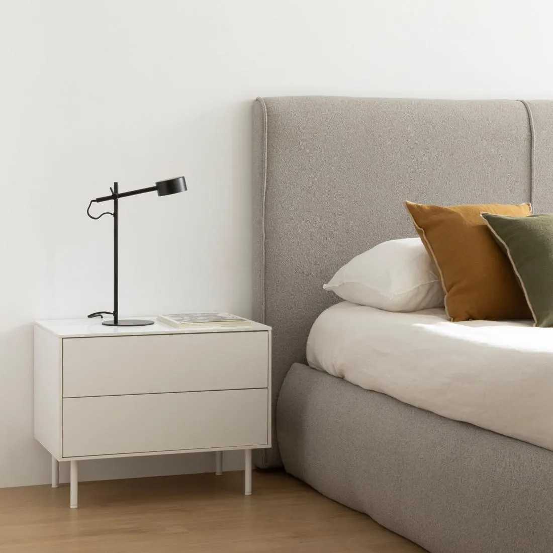 Mesita de noche blanca 2 cajones