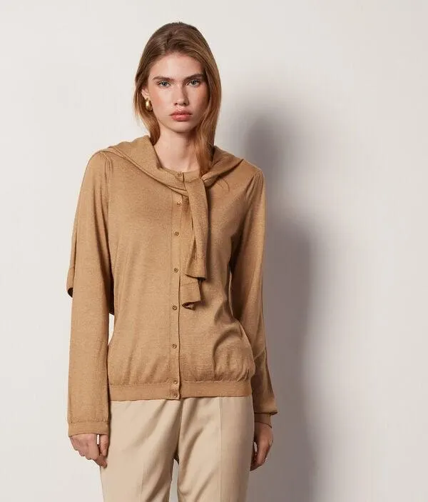 Cárdigan de cashmere ultrafine con frunce