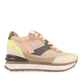 Breny women's pink sneakers with inner wedges and a range of textures and prints