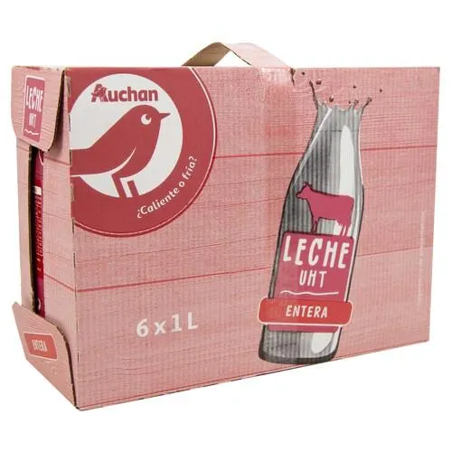 AUCHAN Leche entera de vaca 6 x 1 l. Producto Alcampo
