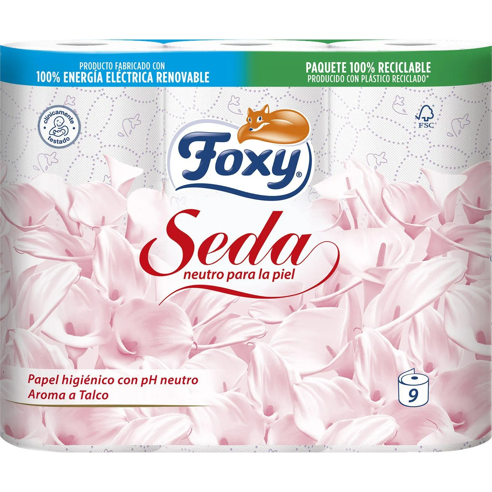 PAPEL HIGIÉNICO SEDA 3 CAPAS, 9 ROLLOS