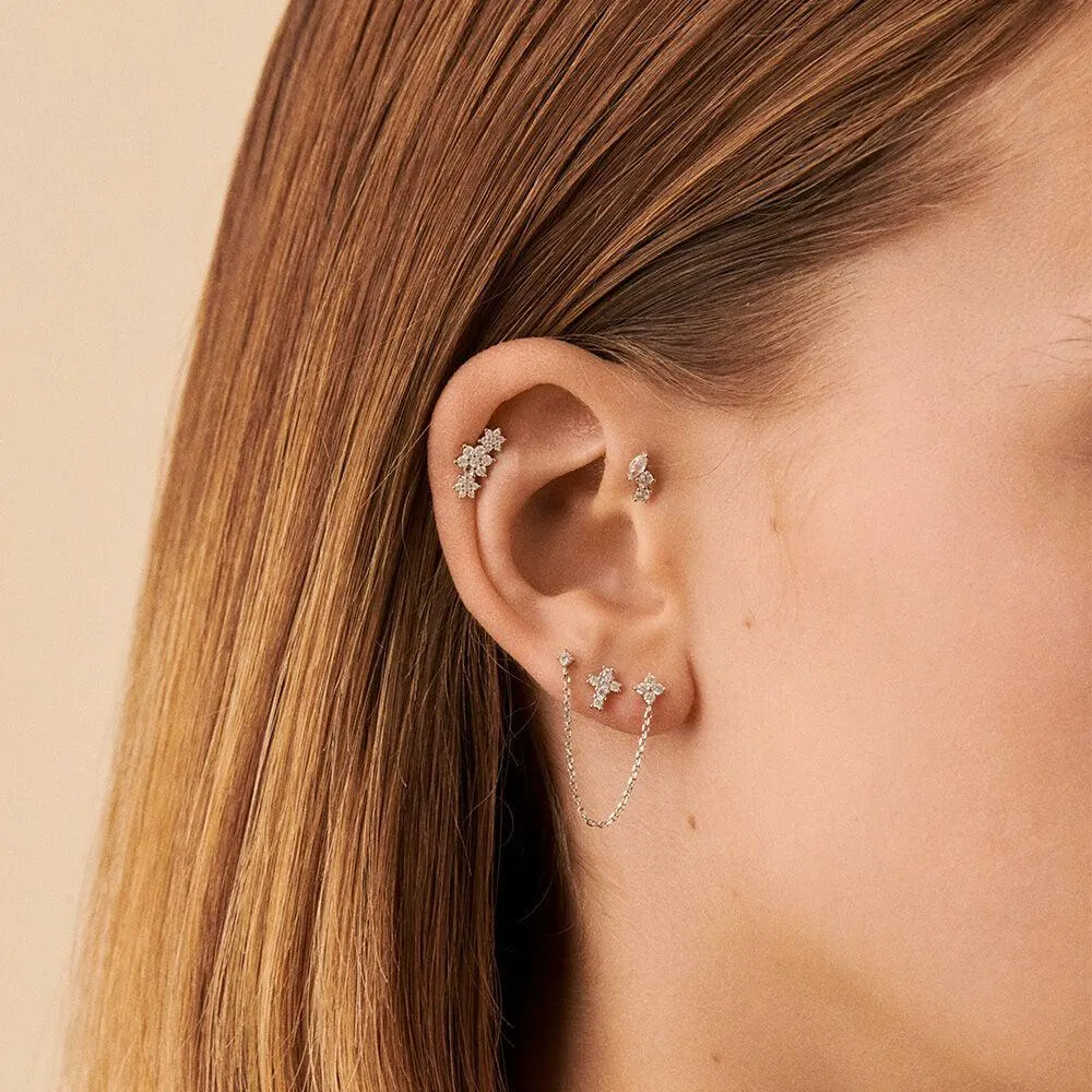 Piercing mini CRUZ BRILLANTE - Cristal / Plateado