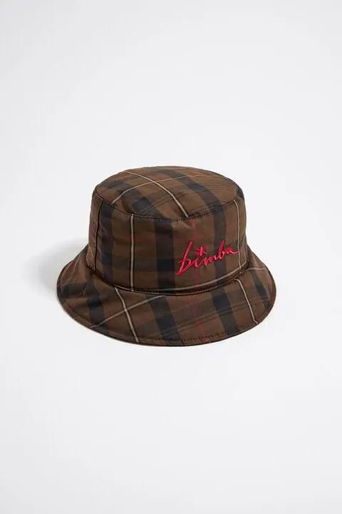 Gorro bucket cuadros algodón marrón