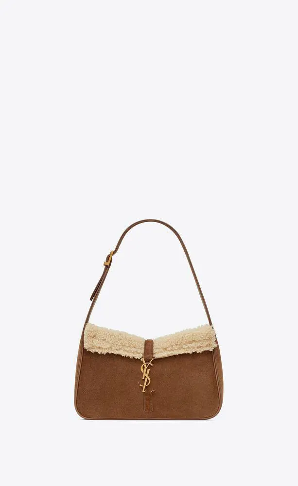 bolso de hombro estilo hobo le 5 à 7 de ante y piel de borrego