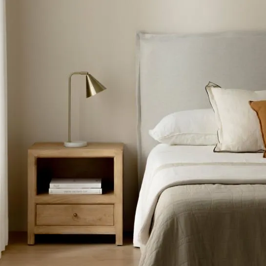 Mesita de noche de madera natural 1 cajón 55