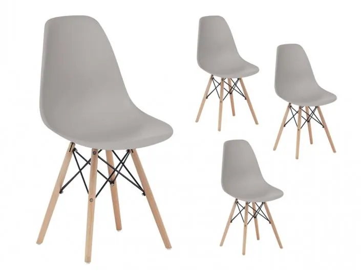 Pack 4 sillas comedor pata nórdica color gris