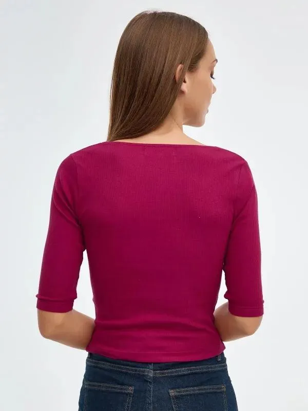 Camiseta Rib fruncido