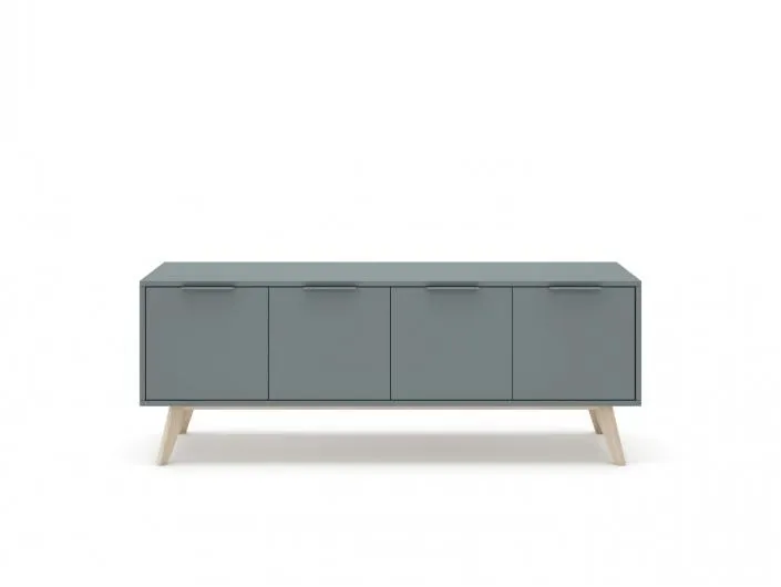 Mueble Tv con 4 puertas color verde kaki-cera blanca