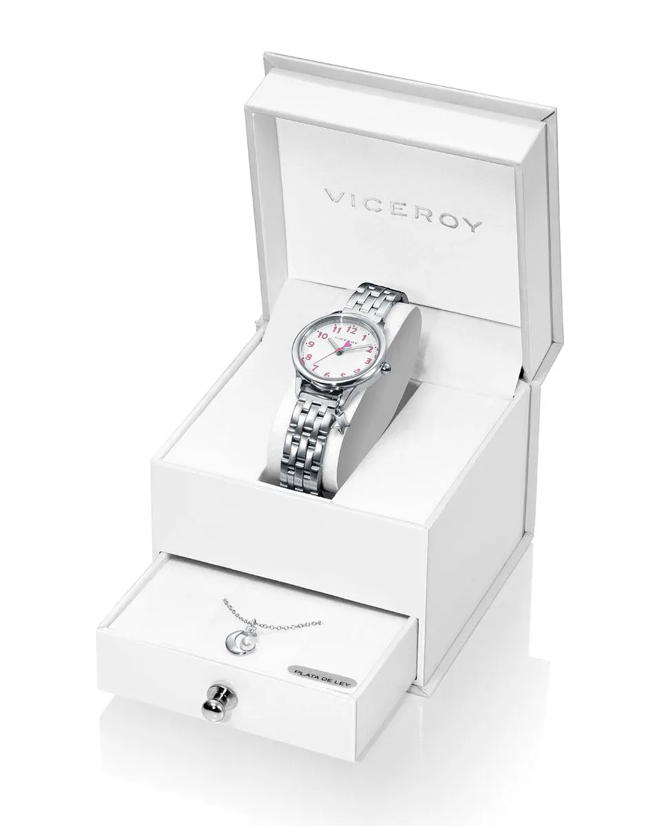 Pack de niña Sweet 3 agujas de acero y collar de plata