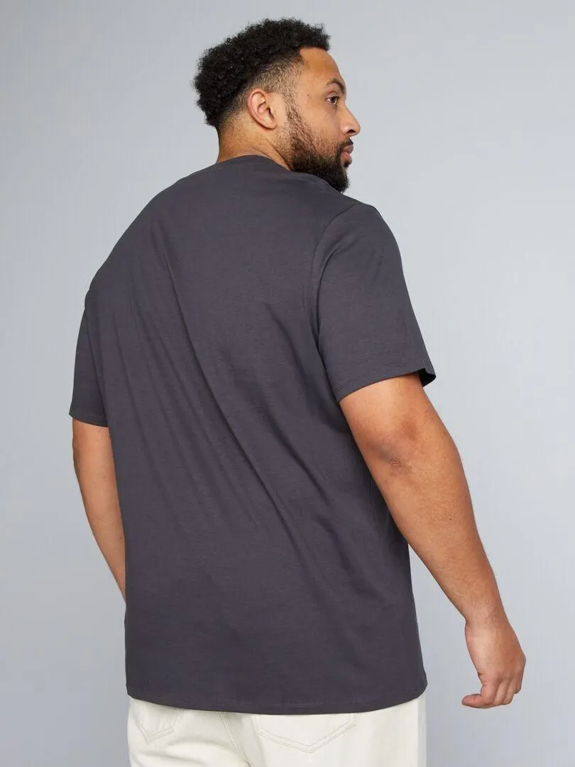Camiseta de punto con estampado delantero - NEGRO